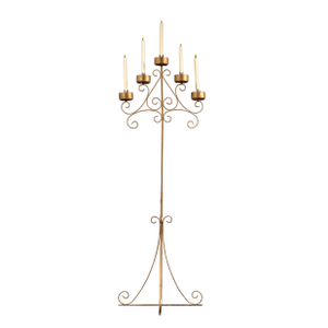 Mid 20th Century 5-Candle Wrought Iron Floor Candelabra