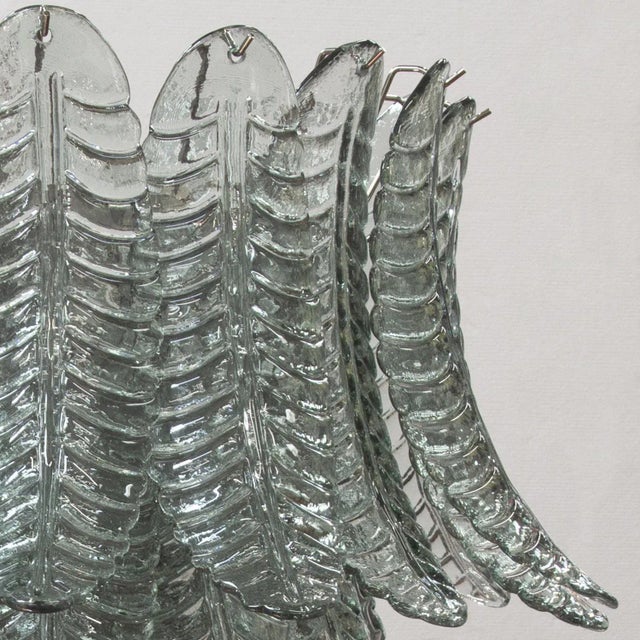 Large Suspension Chandelier with Green Murano Glass Leaves, 1990s For Sale - Image 9 of 11