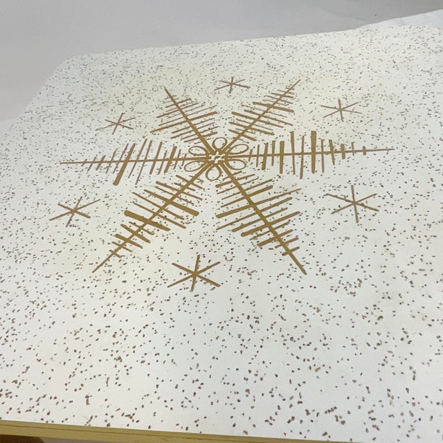 Ivory Mid-Century Modern Atomic Starburst Laminate Side Tables - A Pair For Sale - Image 8 of 11