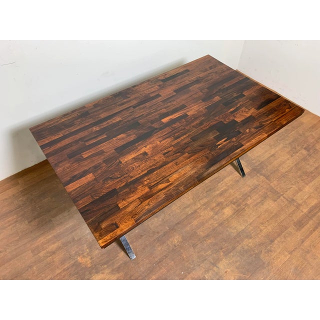 Founders Furniture Company C. 1970s David Parmelee for Founders Staved Rosewood X-Form Desk or Table For Sale - Image 4 of 10