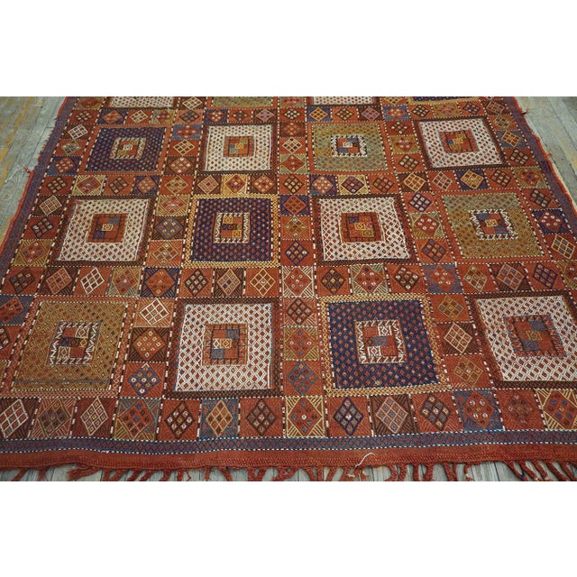 19th Century Incredible Square Pattern in a Red Background Color Antique Caucasian Verneh Flat-Weave Rug For Sale - Image 5 of 10