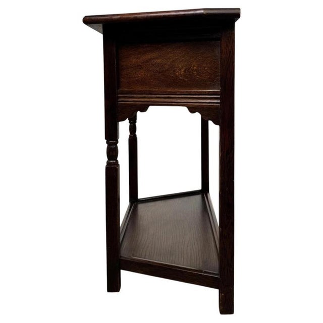Early 20th Century Antique English Oak Side Table with Drawer For Sale - Image 10 of 12