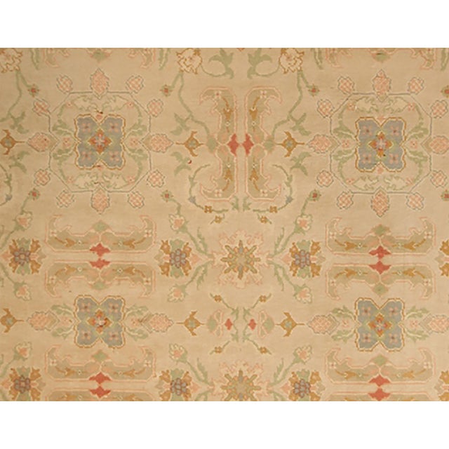 Rug & Kilim Oversized Vintage Oushak Rug in Beige & Green Floral Design - Rug & Kilim For Sale - Image 4 of 6