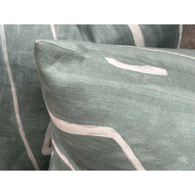 Kelly Wearstler Graffito Denim Linen Pillows, Pair For Sale - Image 10 of 12