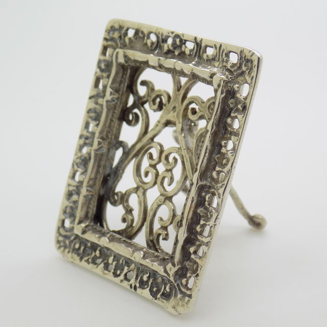 Italian Vintage Italian Handmade Genuine Silver Small Mini Frame Dollhouse Miniature For Sale - Image 3 of 10