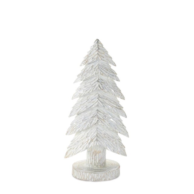Rustic White Christmas Tabletop Trees (Set of 2) For Sale - Image 3 of 3