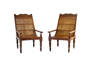 Armchairs British Colonial Style - A Pair