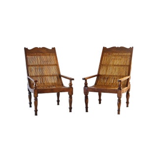 British Colonial Style Armchairs - A Pair For Sale