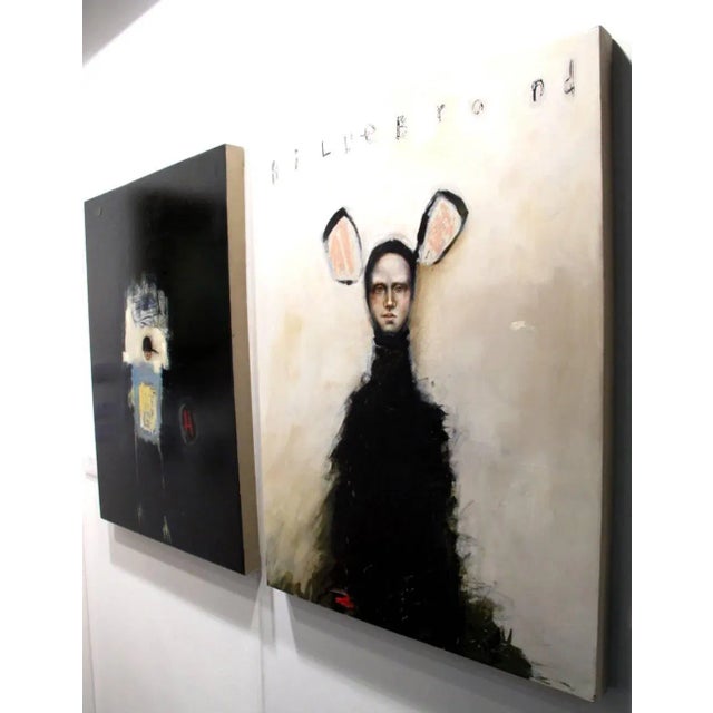 Hildebrand, Abstract Figurative, Animal-Human, 2015, Soft Background Oil on Canvas For Sale - Image 4 of 7