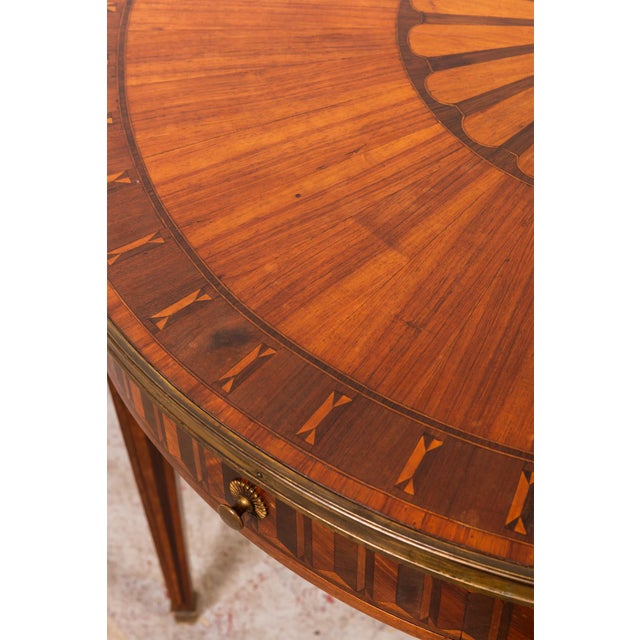 19th Century French Circular Inlaid Centre/Side Table With Side Sliders For Sale In Charleston - Image 6 of 9