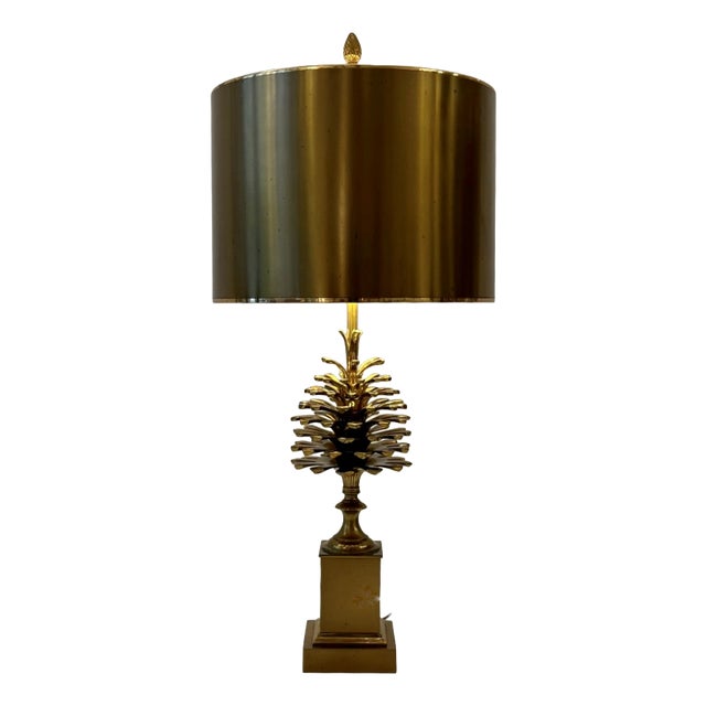 Pine Cone Table Lamp in Brass and Gilt Bronze from Maison Charles, Paris, 1970s For Sale