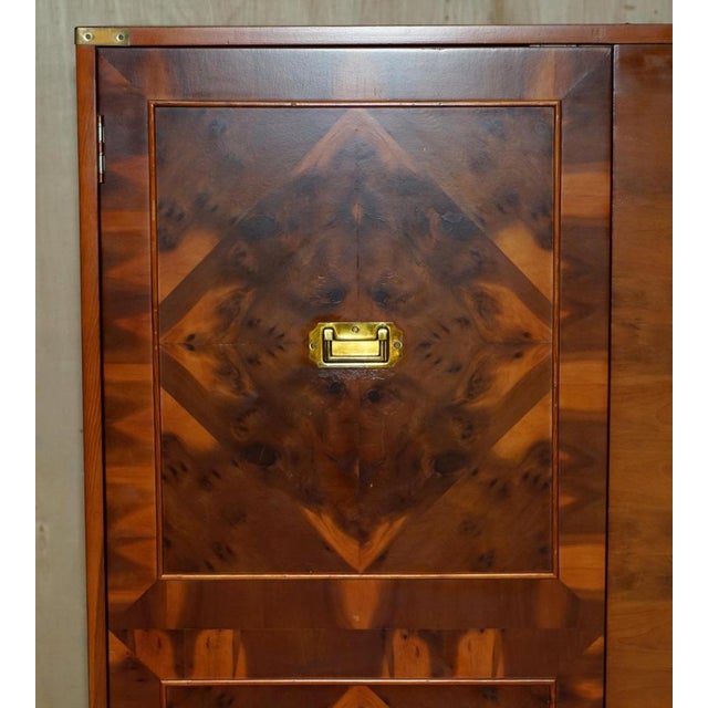 Vintage Military Campaign Burr Walnut Wardrobe with Internal Shelves For Sale - Image 6 of 18