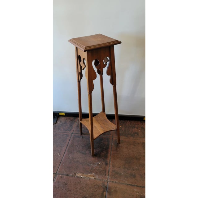 Antique Art Nouveau Pedestal Plant Stand Arts & Crafts For Sale - Image 4 of 8