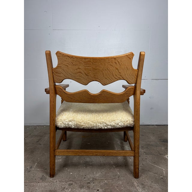 Danish Brutalist Razorblade Oak Armchair by Henning Kjærnulf for EG Møbler, 1960s For Sale - Image 6 of 10
