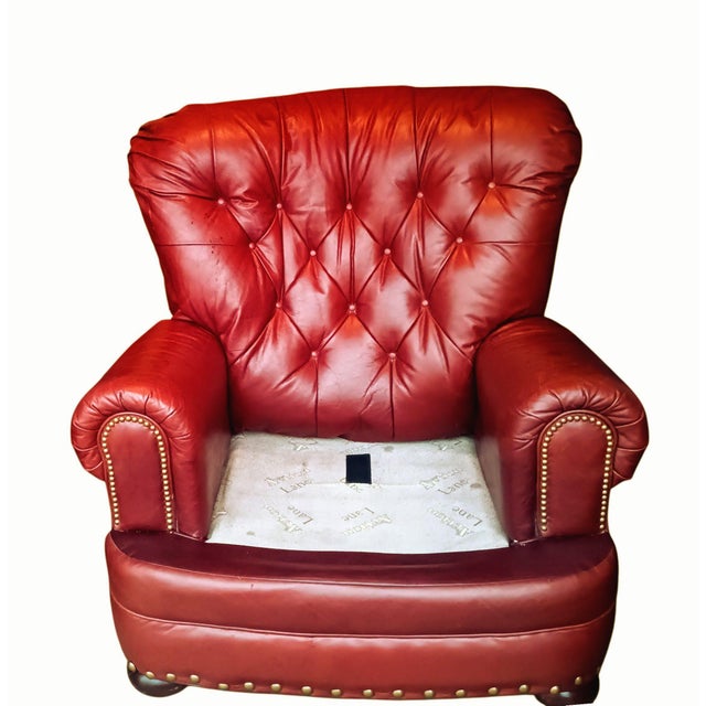 2010s Indulge in the Luxury of This Exquisite Leather Club Writer's Chair and Matching Ottoman by Lane Furniture For Sale - Image 5 of 10
