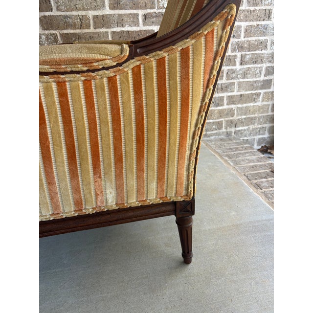 Wood Vintage Henredon Louis XVI Style Square Back Bergère Chair For Sale - Image 7 of 18