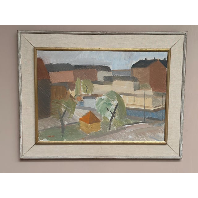 Original Swedish Oil on Canvas – “Utsikt Norra Vallgatan, Malmö” by Sven‑Erik Markhed – Signed – Vintage & Framed – 65 ×...