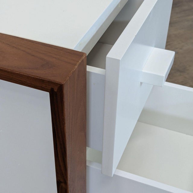 White DucDuc Austin Modern Two Drawer Nightstand For Sale - Image 8 of 9