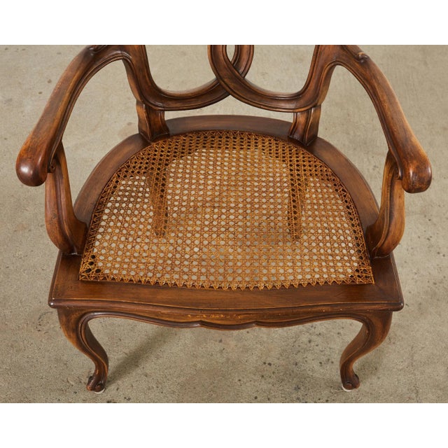 Coffee Set of Four Italian Rococo Style Venetian Walnut Armchairs For Sale - Image 8 of 13