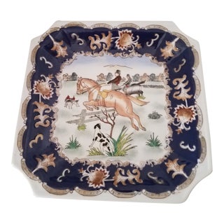Vintage Porcelain Chinoiserie English Hunt Dresser Dish For Sale