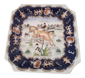 Vintage Porcelain Chinoiserie English Hunt Dresser Dish