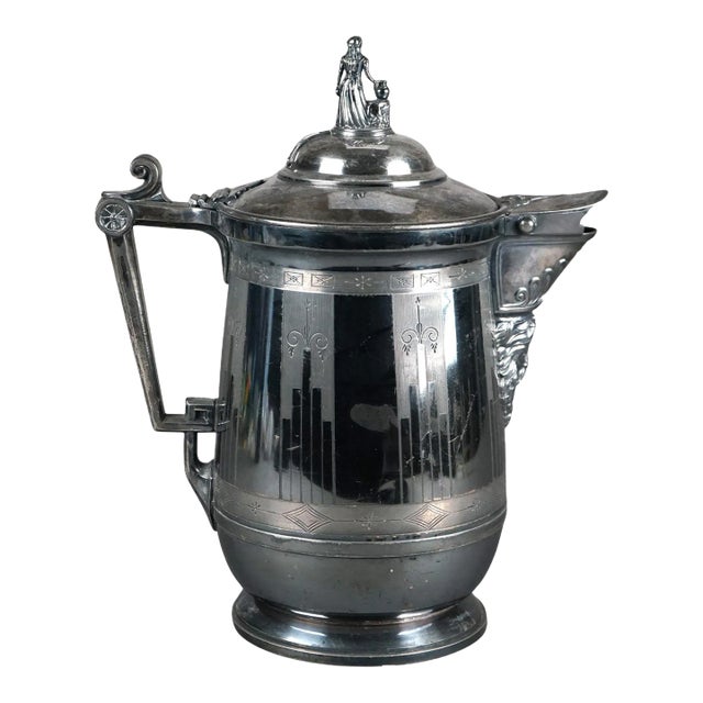 Antique Silver Plated Insulated Water Pitcher, Circa 1890 For Sale