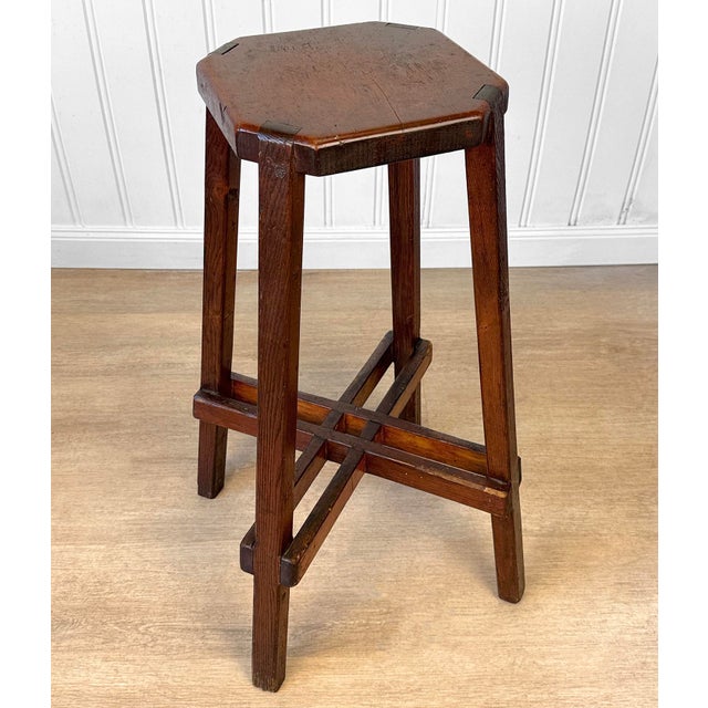 1920s Antique Arts & Crafts Wood Octagonal Plant Stand Table For Sale - Image 5 of 10