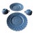 1970s Bordallo Pinheiro Blue Basketweave Dinner Plates and Cups-4 Pieces For Sale
