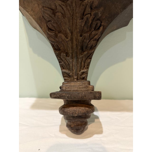 Wood Pair of Vintage Carved Wood Wall Shelves For Sale - Image 7 of 12