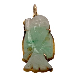 19th Century Chinese Carved Lohan Figure, in Carved Lavender & Green Jadeite For Sale