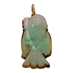 19th Century Chinese Carved Lohan Figure, in Carved Lavender & Green Jadeite