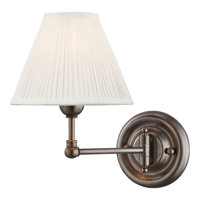 Mark D. Sikes 1 Light Classic Wall Sconce, Distressed Bronze, Natural Shade For Sale