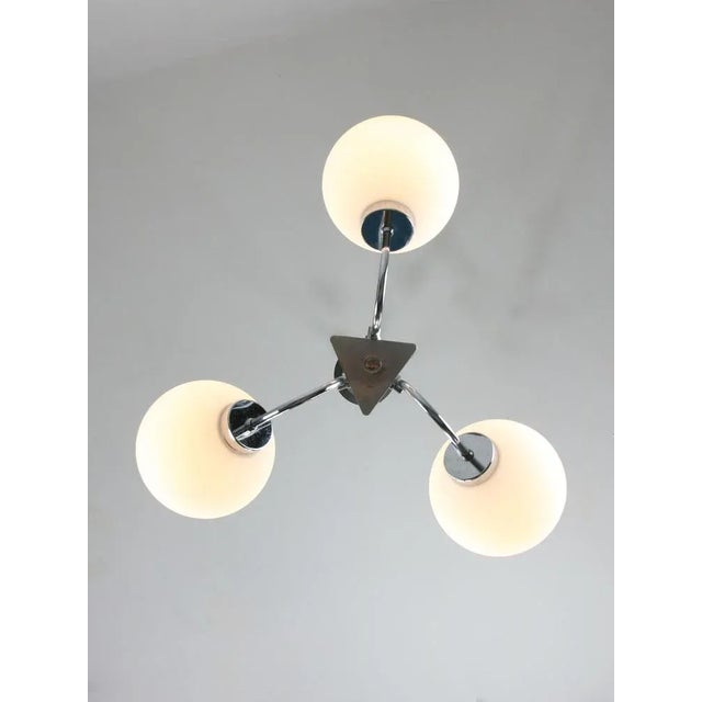 Italian Chrome and Opaline Chandelier, 1970s For Sale - Image 7 of 11