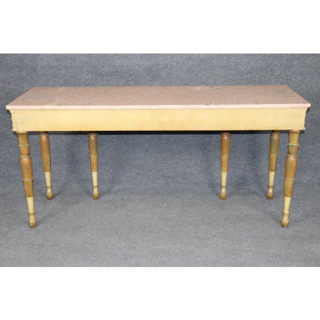 Vintage French Louis XVI Style Parcel Gilt Marble Top Console Table For Sale - Image 4 of 13