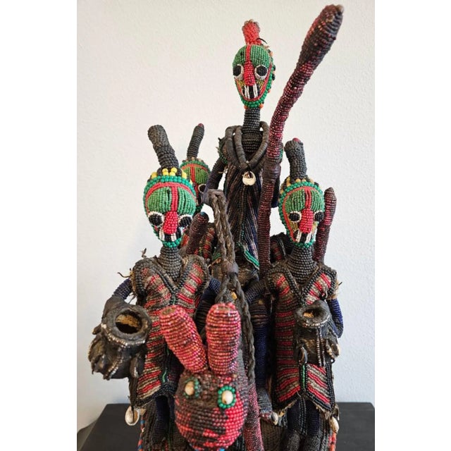 African Tribal Yoruba Beaded Ceremonial Crown Altar Headdress For Sale - Image 10 of 11