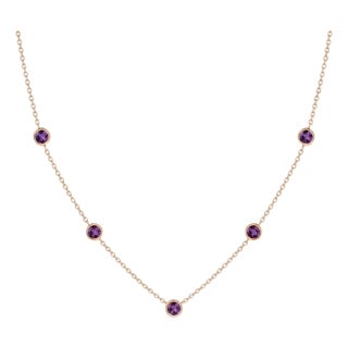 Delicate Amethyst Station Necklace 18k Gold Plated | Purple Gemstone Layering Choker | February Birthstone Necklace For Sale