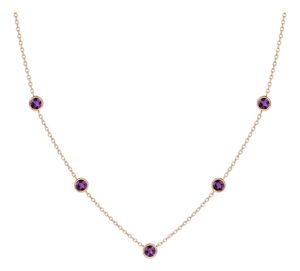Delicate Amethyst Station Necklace 18k Gold Plated | Purple Gemstone Layering Choker | February Birthstone Necklace