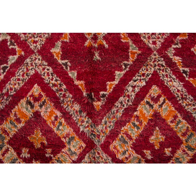 1950s Vintage Moroccan Berber Shag Wool Rug With Diamond Grid by Rug & Kilim, 1950-1959 For Sale - Image 5 of 9
