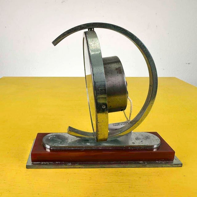 Vintage German Table Clock in Metal and Glass, 1930s For Sale - Image 3 of 9