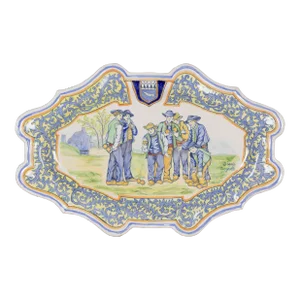 19th Century French Porquier Beau Quimper Faience Platter