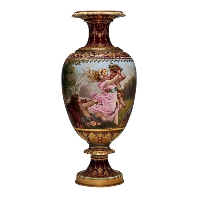 An Exceptional Berlin KPM Iridescent Jeweled Porcelain Vase "The Spring Dance" For Sale