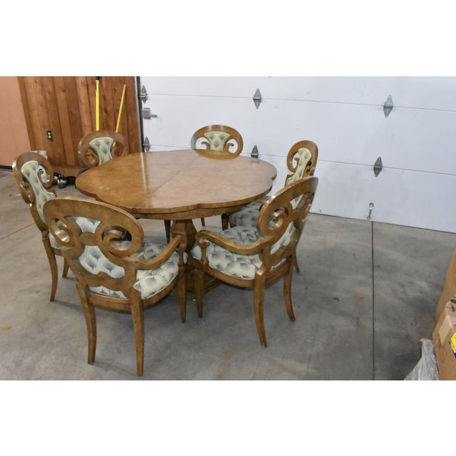 William Doezema for Mastercraft Hollywood Regency Burl Wood Dining Table & 6 Chairs For Sale In Columbus - Image 6 of 14