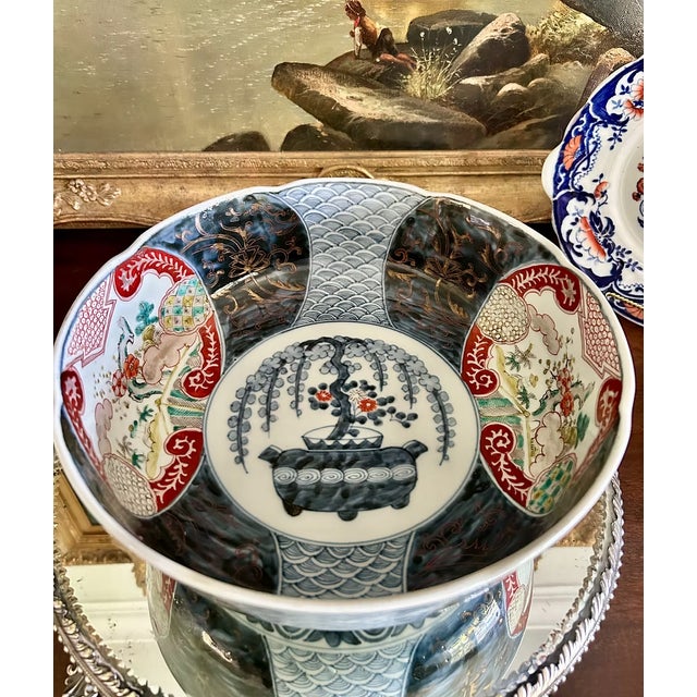 Large Antique Japanese Imari Porcelain Center Bowl For Sale - Image 9 of 9