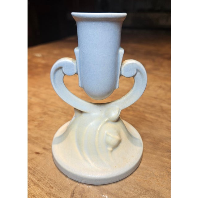 1940s Roseville Poppy Design Single Candle Holder For Sale - Image 5 of 9