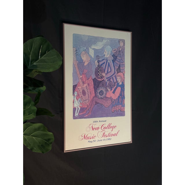 Vintage 1982 New College Music Festival Framed Poster For Sale In Miami - Image 6 of 8