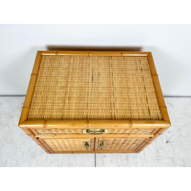 Vintage Faux Bamboo Wicker Nightstand For Sale - Image 9 of 9