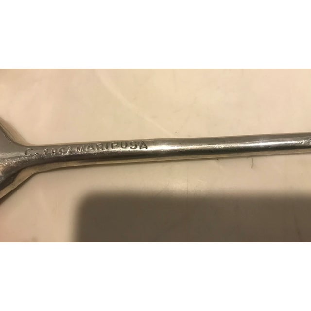 Vintage Mariposa salad server from 1992. Each 15.5” long, for a big deep bowl. Lightweight, made of aluminum, Hallmarked...