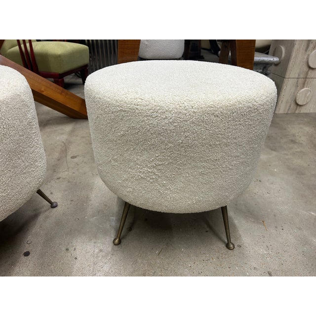 1950s Pair of Italian Modern Ottomans With Brass Legs | Chairish