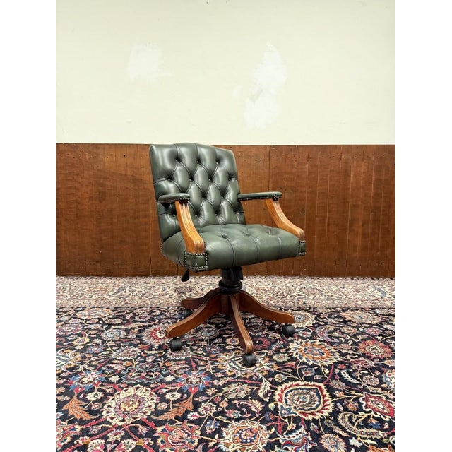 Green English Chesterfield Green Desk Chair For Sale - Image 8 of 8