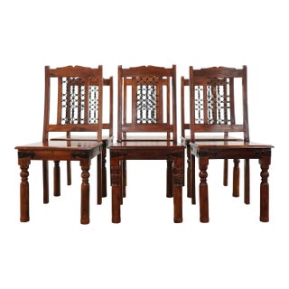 Vintage Rajasthani Style Solid Wood Dining Chairs For Sale